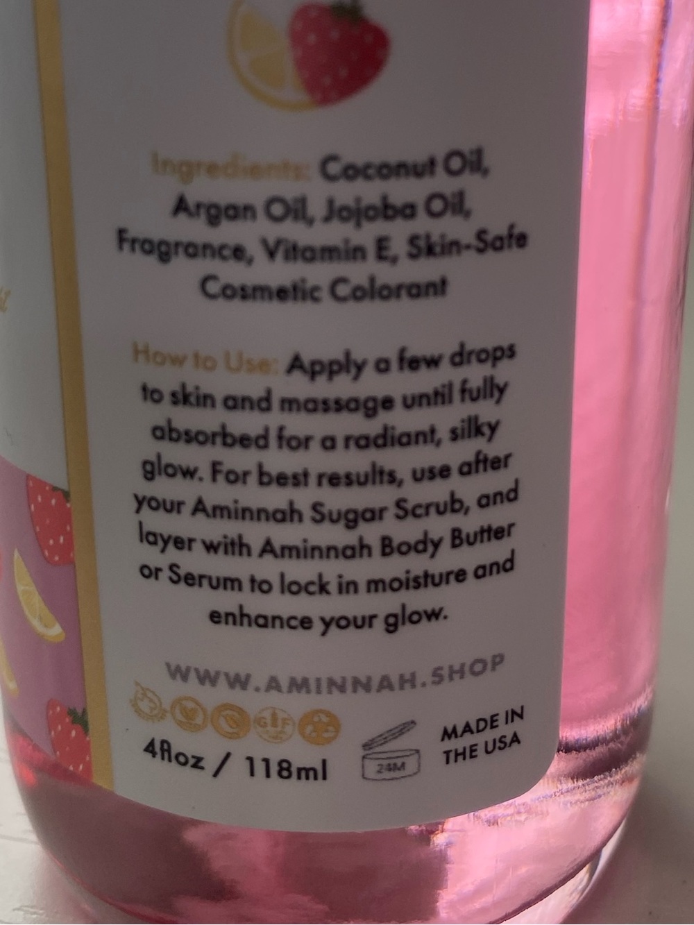 *Buy Now* Aminnah Pink Lemonade Body Oil - Picture 2 of 2